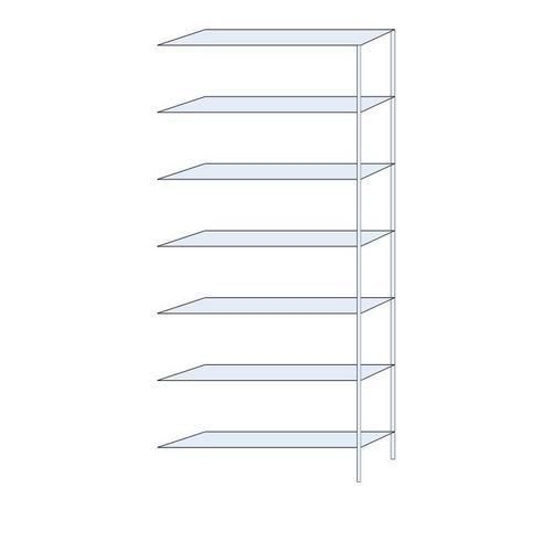 Metalowe regały bezśrubowe Ogmios - Regał metalowy Ogmios, dostawny, 300 x 130 x 30 cm, 2300 kg, 7 półek, ocynkowany