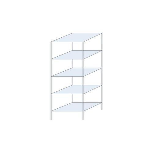 Metalowe regały bezśrubowe Ogmios - Regał metalowy Ogmios, podstawowy, 200 x 75 x 60 cm, 1300 kg, 5 półek, 250 kg/półka, ocynkowany