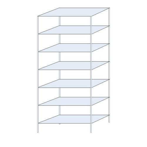 Metalowe regały bezśrubowe Ogmios - Regał metalowy Ogmios, podstawowy, 300 x 130 x 60 cm, 2300 kg, 7 półek, ocynkowany