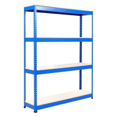 Metalowe regały bezśrubowe Rapid 1 - Regał metalowy Rapid 1, 198 × 152,5 × 61 cm, 440 kg/półkę, 4 półki laminowane, niebieski
