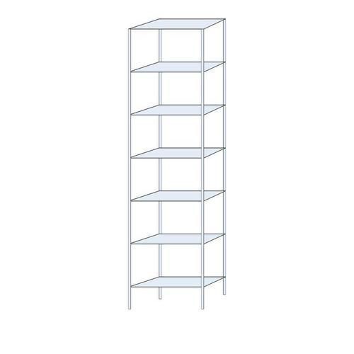 Metalowe regały bezśrubowe Ogmios - Regał metalowy Ogmios, podstawowy, 300 x 75 x 30 cm, 2300 kg, 7 półek, ocynkowany