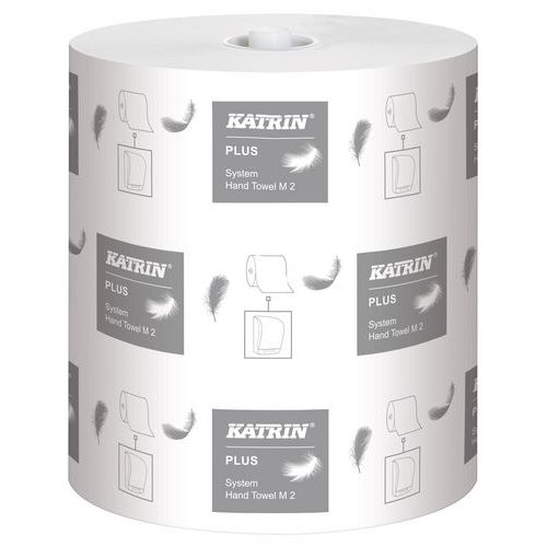 Ręczniki papierowe Katrin System Plus 2-warstwowe, 100 m, białe, 6 szt. Ręczniki papierowe Katrin System Plus 2-warstwowe, 100 m, białe, 6 szt.