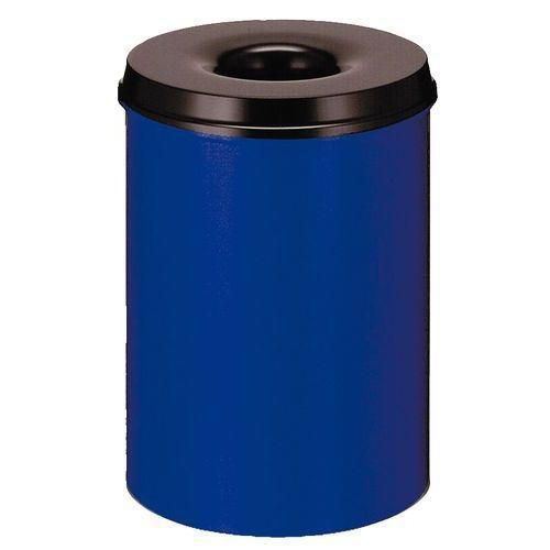 Metalowe samogaszące kosze na śmieci Hole, pojemność 110 l - Metalowy kosz samogaszący na śmieci Hole, pojemność 110 l, niebieski