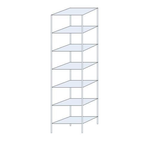 Metalowe regały bezśrubowe Ogmios - Regał metalowy Ogmios, podstawowy, 300 x 75 x 50 cm, 2300 kg, 7 półek, ocynkowany