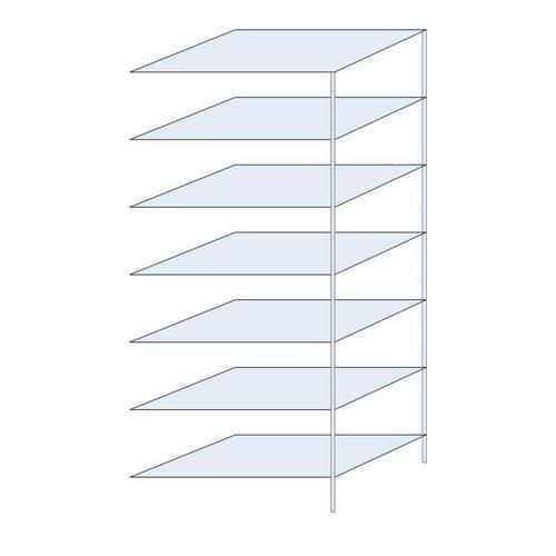 Metalowe regały bezśrubowe Ogmios - Regał metalowy Ogmios, dostawny, 300 x 130 x 80 cm, 2300 kg, 7 półek, ocynkowany