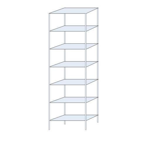 Metalowe regały bezśrubowe Perun - Regał metalowy Perun, podstawowy 300 x 90 x 40 cm, 1645 kg, 7 półek, ocynkowany