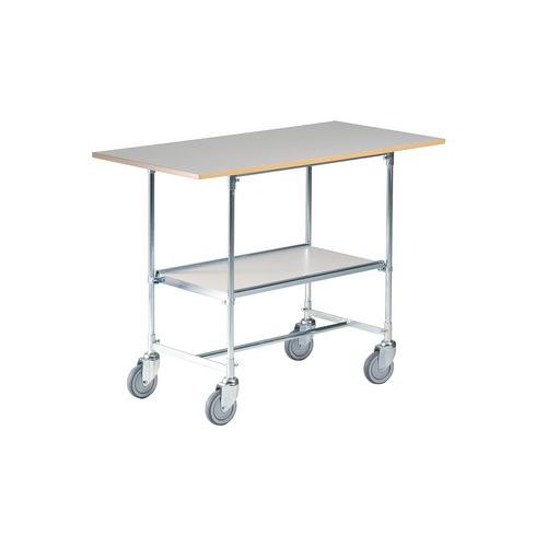 Wózki kelnerskie półkowe Ergobjorn, do 100 kg, 2 półki - Wózek biurowy półkowy Ergobjorn z uchwytem, do 100 kg, 2 półki, 120 x 60 x 90 cm