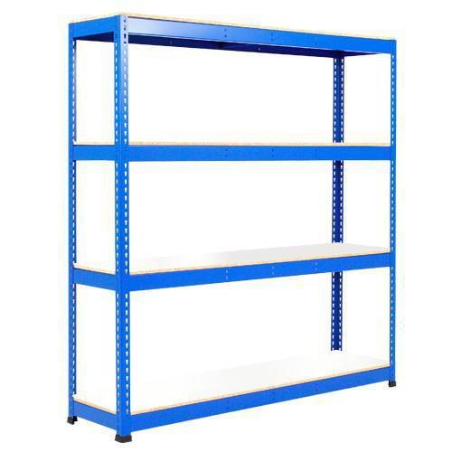 Metalowe regały bezśrubowe Rapid 1 - Regał metalowy Rapid 1, 198 × 152,5 × 91,5 cm, 340 kg/półkę, 4 półki laminowane, niebieski