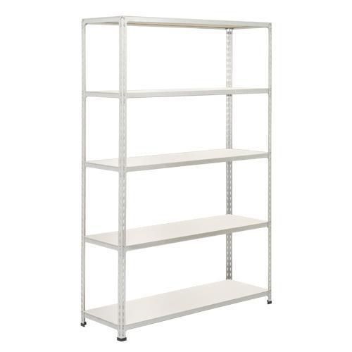 Metalowe regały bezśrubowe Rapid 2 - Regał metalowy Rapid 2, 198 × 122 × 91,5 cm, 200 kg/półkę, 5 półek laminowanych, ocynk