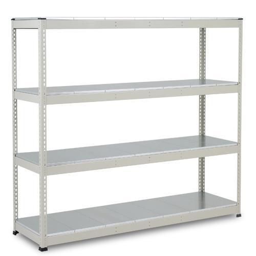 Metalowe regały bezśrubowe Rapid 1 - Regał metalowy Rapid 1, 198 × 213,4 × 91,5 cm, 430 kg/półkę, 4 panele stalowe, ocynk