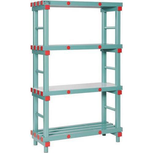 Plastikowe regały na produkty spożywcze Hermes - Regał plastikowy Hermes, podstawowy, 167 x 100 x 40 cm, 800 kg, 4 półki, zielony