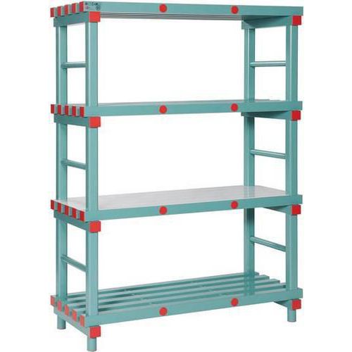 Plastikowe regały na produkty spożywcze Hermes - Regał plastikowy Hermes, podstawowy, 167 x 120 x 50 cm, 960 kg, 4 półki, zielony