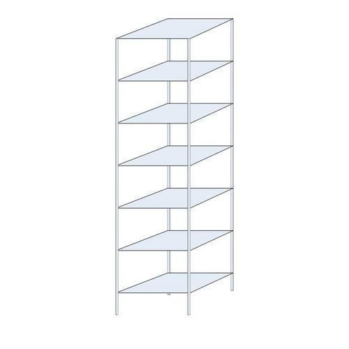 Regały metalowe Taranis - Regał metalowy Taranis, podstawowy, 300 x 75 x 60 cm, 1200 kg, 7 półek, srebrny