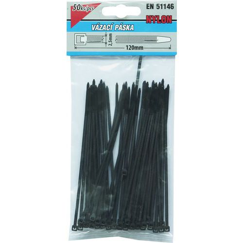 Opaski zaciskowe z tworzywa sztucznego, 50 szt. - Opaski zaciskowe z tworzywa sztucznego, 50 szt., 120 x 2,5 mm