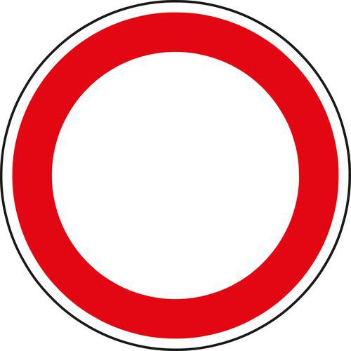 Znak drogowy Zakaz wjazdu wszelkich pojazdów (w obu kierunkach) (B1) Znak drogowy Zakaz wjazdu wszelkich pojazdów (w obu kierunkach) (B1)