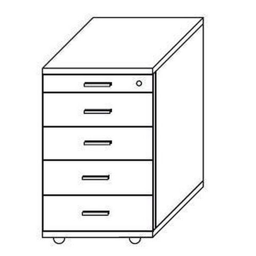 Kontener mobilny Codo, 75 x 43 x 57 cm, 5 szuflad Kontener mobilny Codo, 75 x 43 x 57 cm, 5 szuflad