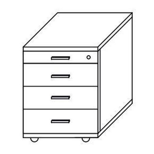 Kontener mobilny Codo, 56 x 43 x 60 cm, 4 szuflady