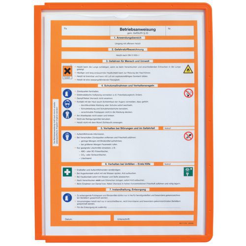 Ochraniacze na dokumenty Sherpa i Vario, A4 – trwałe - Ochronna kieszeń na dokumenty Sherpa & Vario, A4, pomarańczowa – trwała