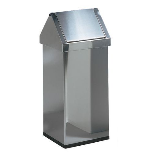 Kosz na śmieci z pokrywą uchylną 55 l - METALOWY KOSZ NA ŚMIECI SWING 55 L STAL NIERDZEWNA