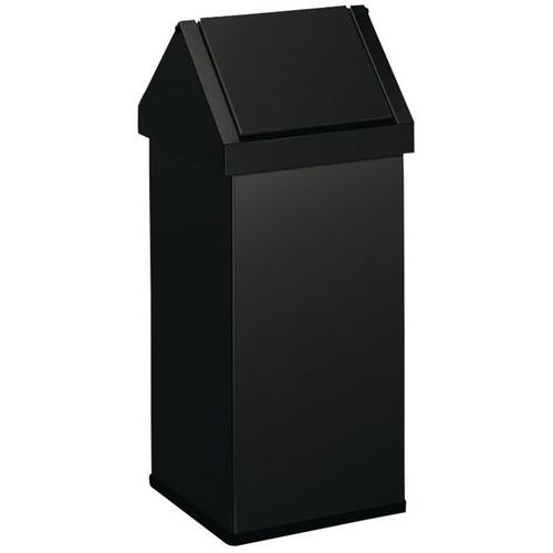 Kosz na śmieci z pokrywą uchylną 55 l - METALOWY KOSZ NA ŚMIECI SWING 55 L CZARNY