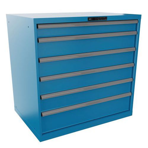 Szafki warsztatowe LISTA z szufladami, nośność 75-200 kg, 1023x725 mm - Szafka warsztatowa LISTA, 6 szuflad, nośność 75 kg, 1023 x 725 mm, otwieranie 