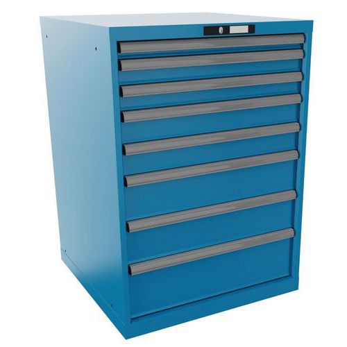 Szafki warsztatowe LISTA z szufladami, nośność od 75 do 200 kg, 717 x 725 mm - Szafka warsztatowa LISTA, 8 szuflad, nośność 200 kg, 717x725 mm, otwier