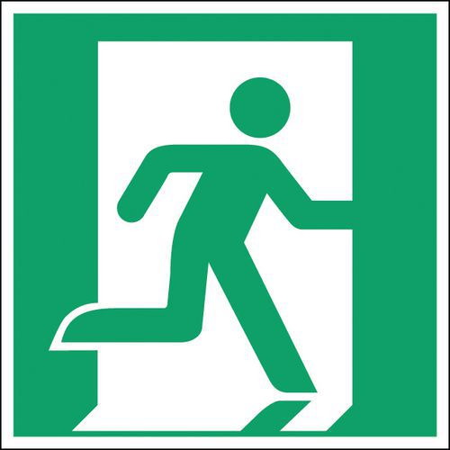 Znaki ewakuacyjne kwadratowe - Wyjście awaryjne prawe, polipropylen - Znak wyjścia awaryjnego prawy - polipropylen, 200 x 200 mm