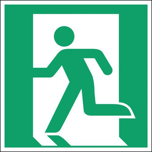 Znaki ewakuacyjne kwadratowe - Wyjście awaryjne lewe, polipropylen - Znak wyjścia awaryjnego lewy - polipropylen, 200 x 200 mm