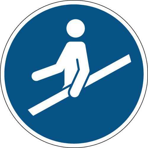 Okrągłe znaki nakazu – Użyj balustrad – Naprawiono - Okrągły znak nakazu — Użyj poręczy — Pełny, śr. 20 cm