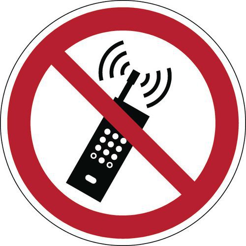 Okrągłe znaki zakazu – Zakaz używania telefonów komórkowych – Naprawiono - Okrągły znak zakazu - Zakaz używania telefonów komórkowych - stały, śr. 10 