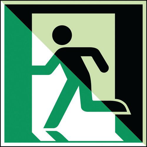 Znaki ewakuacyjne kwadratowe - wyjście awaryjne po lewej stronie - fotoluminescencyjne, polipropylenowe - Kwadratowy znak ewakuacyjny - wyjście awaryj