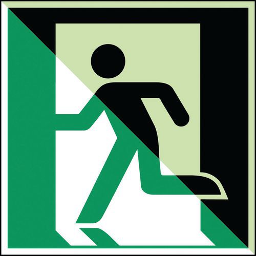 Znaki ewakuacyjne kwadratowe - wyjście awaryjne po lewej stronie - fotoluminescencyjne, polipropylenowe - Kwadratowy znak ewakuacyjny - wyjście awaryj