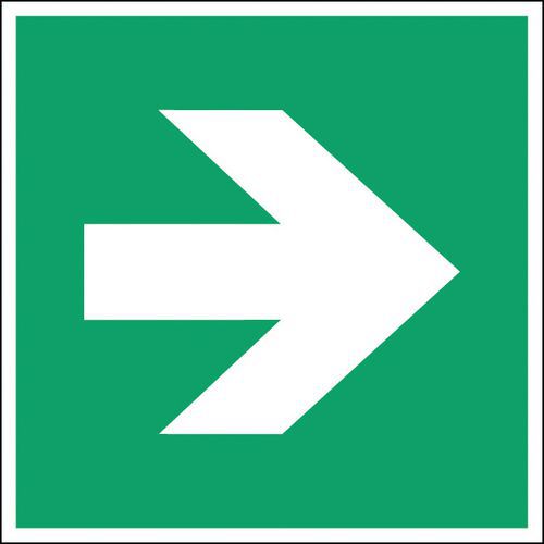 Kwadratowe znaki awaryjne i ewakuacyjne - Strzałka w prawo, polipropylen - Kwadratowy znak alarmowy i ewakuacyjny - Strzałka kierunkowa w prawo, wymia