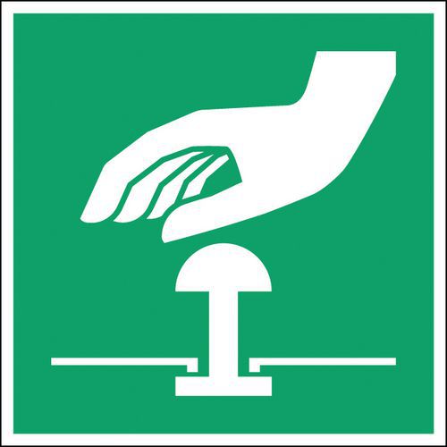 Znaki ewakuacyjne - Przycisk zatrzymania awaryjnego - polipropylen - Znak ewakuacyjny - Przycisk zatrzymania awaryjnego, 300 x 300, polipropylen