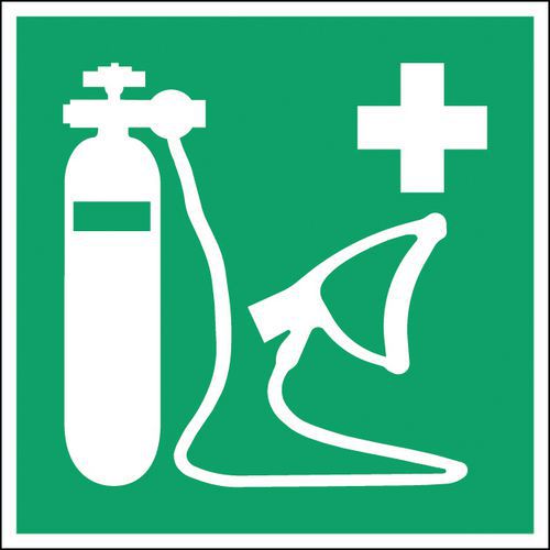 Znaki ostrzegawcze kwadratowe - Aparatura tlenowa - polipropylen - Kwadratowy znak alarmowy - Maszyna tlenowa, 100 x 100 mm, polipropylen