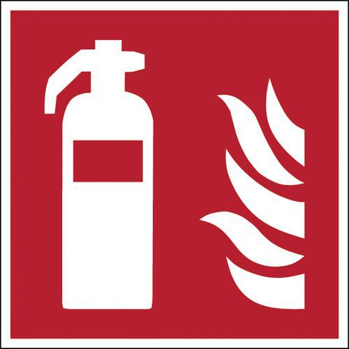 Znaki przeciwpożarowe kwadratowe - Gaśnica, polipropylen - Kwadratowy znak bezpieczeństwa pożarowego - Gaśnica, 300 x 300 mm, polipropylen
