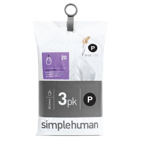 Worki na śmieci Pocket Liner 50–60 l (P) – Simplehuman - Worki na śmieci Pocket Liner 50–60 l (P) białe – Simplehuman