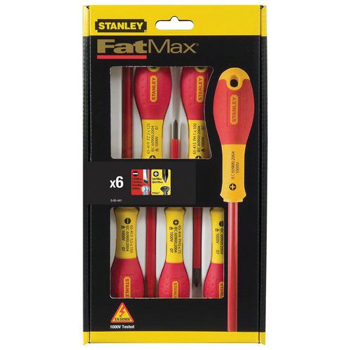 Stanley FatMax® izolowane śrubokręty dla elektryków, 6 szt. - Izolowane śrubokręty dla elektryków Stanley FatMax®, 6 szt.