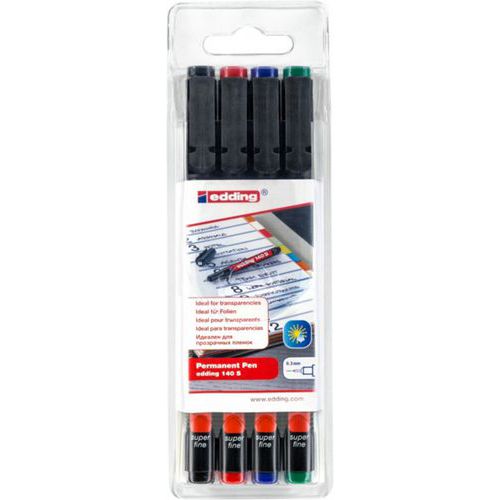 Foliopis e-140/4 S EDDING, 0,3 mm, 4 szt., zawieszka, mix kolorów