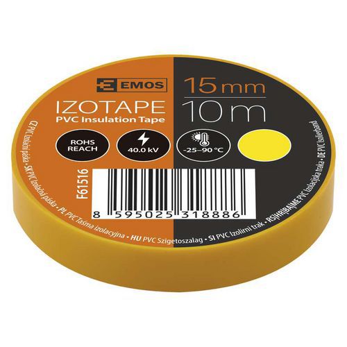 Taśmy elektroizolacyjne PVC Emos, szerokość 15 mm, 10 szt. - Taśma elektroizolacyjna PVC Emos, szerokość 15 mm, 10 szt., żółta