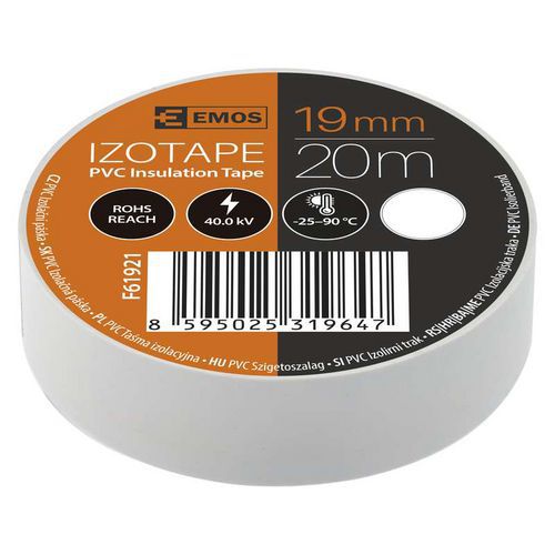 Taśmy elektroizolacyjne PVC Emos, szerokość 19 mm, 10 szt. - Taśma elektroizolacyjna Emos, szerokość 19 mm, 10 szt., 20 m, biała