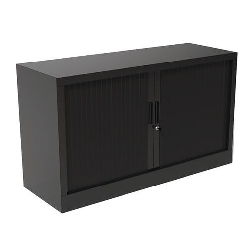 Czarne szafki z żaluzjami, bez półek - Szafka czarna z roletą bez półek, wys. 69 cm, szer. 120 cm