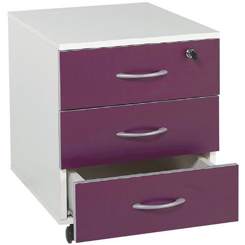 Kontenery mobilne Manutan Expert Colibri, 53 x 42 x 50 cm, 3 szuflady - Kontener mobilny Manutan Expert Colibri, 53 x 42 x 50 cm, 3 szuflady, fioletow
