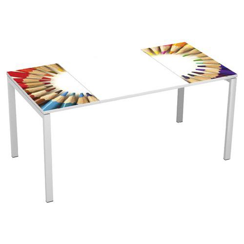 Stoły biurowe Manutan Expert Easy Office, 160 x 80 x 75 cm - Stół biurowy Manutan Expert Easy Office, 160 x 80 x 75 cm, kredki pastelowe