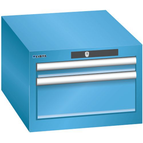 Szafki warsztatowe Lista z szufladami, 2 lub 3 szuflady - Szafka warsztatowa Lista, 2 szuflady - 1 x 50 mm + 1 x 150 mm, jasnoniebieska
