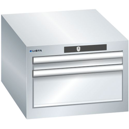 Szafki warsztatowe Lista z szufladami, 2 lub 3 szuflady - Szafka warsztatowa Lista, 2 szuflady - 1 x 50mm + 1 x 150mm, szara
