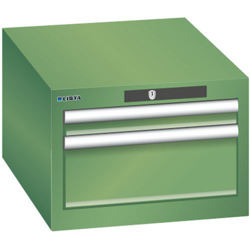 Szafki warsztatowe Lista z szufladami, 2 lub 3 szuflady - Szafka warsztatowa Lista, 2 szuflady - 1 x 50mm + 1 x 150mm, nośność 75kg, kolor zielony