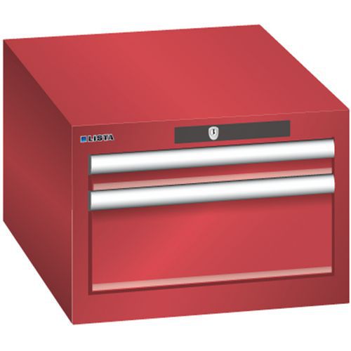 Szafki warsztatowe Lista z szufladami, 2 lub 3 szuflady - Szafka warsztatowa Lista, 2 szuflady - 1 x 50mm + 1 x 150mm, czerwona