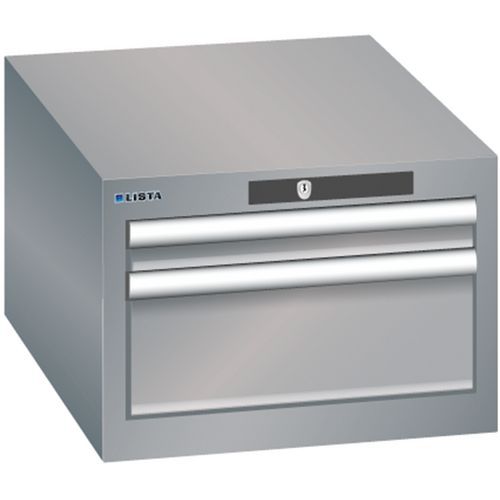 Szafki warsztatowe Lista z szufladami, 2 lub 3 szuflady - Szafka warsztatowa Lista, 2 szuflady - 1 x 50 mm + 1 x 150 mm, szaro-srebrna