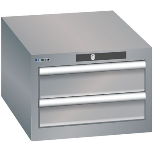 Szafki warsztatowe Lista z szufladami, 2 lub 3 szuflady - Szafka warsztatowa Lista, 2 szuflady - 2x100mm, szaro-srebrna